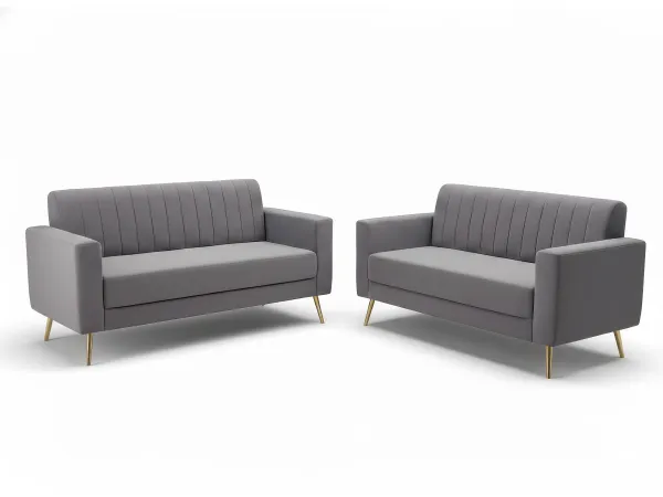 Tulip Upholstered Sofa Set Grey Color